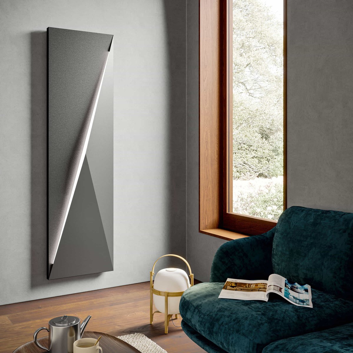 Radiatore Polygon Verticale 750 Watt 1800x500 Elettrico WiFi Nero Satinato Irsap