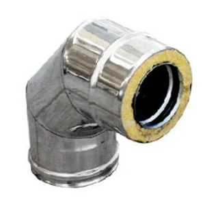 CURVA IN ACCIAIO INOX 316L A 90° DOPPIA PARETE 80X130