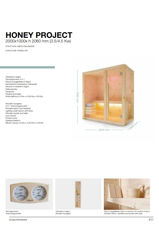 Sauna Honey Project 2000x1000xH2060 Angolo SX Colacril - immagine 3